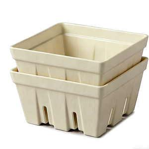 Bol de service carré beige en gros avec trous de drainage pour pique-niques, barbecues et fêtes - Product Image 6