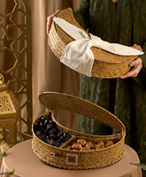 Boîte de rangement et d'emballage personnalisée en tissu brodé, forme croissant, pour desserts, pâtisseries, dattes et chocolats, qualité alimentaire, pour l'Aïd