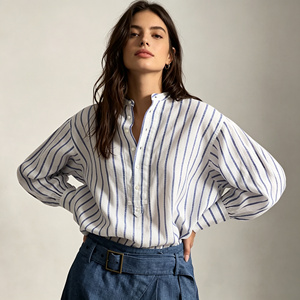 <span class=keywords><strong>Camicia</strong></span> in Lino Bianco Personalizzata <span class=keywords><strong>a</strong></span> Righe, Manica Lunga, Traspirante, Oversize, Essenziale per Donne, Chic e Pronta per il Lavoro - Product Image 2