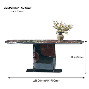 Bàn ăn đá cẩm thạch tự nhiên hình chữ nhật hiện đại sang trọng, tùy chỉnh theo yêu cầu của nhà máy Centurystone, chân đế bằng thép không gỉ - Product Image 3