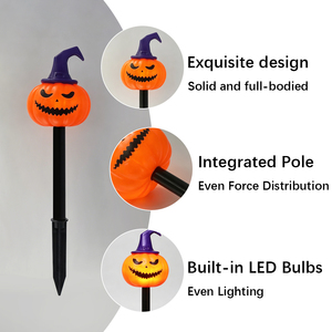 <span class=keywords><strong>Luces</strong></span> LED de Calabaza con Sombrero Morado para Halloween, <span class=keywords><strong>Luces</strong></span> Solares Impermeables para Decoración de Jardín, Funcionan con Batería - Product Image 2