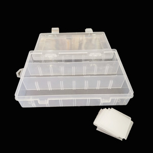 Caja de almacenamiento de plástico transparente con divisores desmontables para organizar accesorios de ferretería para el hogar, forma rectangular - Product Image 2