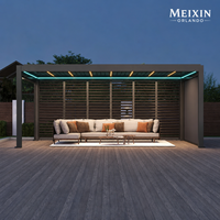 Pergola bioclimatique motorisée de luxe MEXIN en aluminium à lames orientables avec éclairage LED et chauffage pour jardin et extérieur