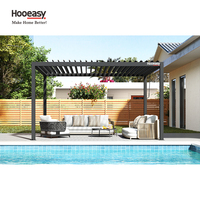 Pergola Hooeasy pour jardin extérieur, toit à lamelles réglables, structure en métal moderne