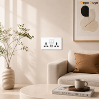 Prise murale DepoGuye moderne en verre trempé blanc, norme britannique 16A, 4 prises, 1, 2 ou 3 gangs, avec ports USB, pour maison et hôtel