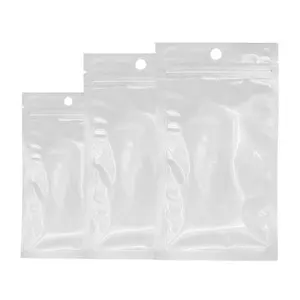 100 pcs/set 7*10cm 여러 개의 흰색 투명 셀프 씰 지퍼 잠금 플라스틱 소매 포장 포장 폴리 백 걸이 구멍