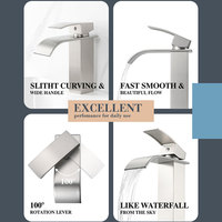 Nickel placage en laiton visage bassin d'eau robinet cascade bassin robinet