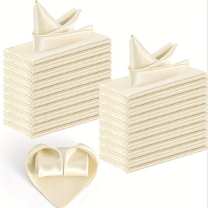 Serviettes en satin, serviettes <span class=keywords><strong>de</strong></span> <span class=keywords><strong>table</strong></span> douces, serviettes <span class=keywords><strong>de</strong></span> <span class=keywords><strong>table</strong></span> carrées, 17 x 17 pouces, pour restaurant, mariages, fêtes, décoration <span class=keywords><strong>de</strong></span> dîner, ivoire - Product Image 1