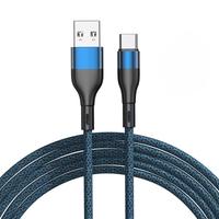 Câble de transfert en nylon tressé bleu d'usine Oem 3.0 Cavo Intrecciato Usb C Type-C Câble de chargement rapide pour téléphone portable Pd