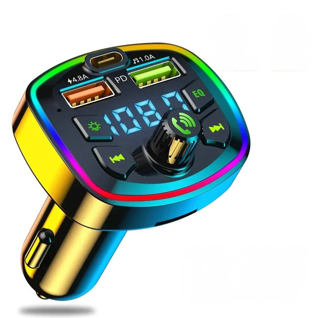 Car MP3 Player Blue5.0 FM Transmitter Handsfree Radio Modulator with Built-in Mic Dual USB Fast Charging Adapter