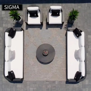 Bộ ghế <span class=keywords><strong>sofa</strong></span> nhôm hiện đại bền bỉ với chất liệu vải chịu được mọi thời tiết và đệm dày cho chỗ ngồi ngoài trời thoải mái, thích hợp cho sân hiên, hồ bơi - Product Image 3