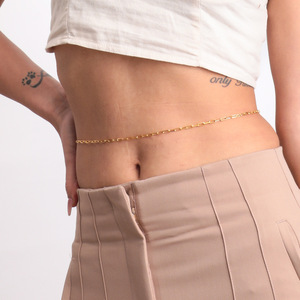 Cadena de cintura de acero inoxidable chapada en oro con dijes tipo clip |   Cadena de Vientre Ajustable Minimalista para Mujer | Joyería Corporal de Moda - Product Image 3