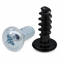 Vis à tête cylindrique Phillips en acier inoxydable nickelé/nickelé noir 10.9 avec rondelle, extrémité plate, pour plastique ST2 ST2.2 ST2.5 ST3 ST3.5 ST4 ST5