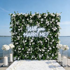 Hete Aanbieding 8ft 8ft Bruiloft Bloemenachtergrond Roze Kunstbloemen Decoratie Achterwand Kunstmatig voor Hotels 5D Bloemenwand - Product Image 6