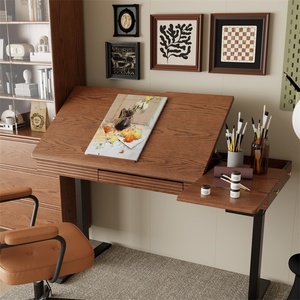 Scrivania Medievale in Legno Massello con Regolazione Elettrica dell'Altezza e Inclinazione, con Cassetti Portaoggetti per Pittura, Calligrafia e Designer SZ054 - Product Image 1