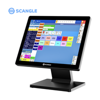 Sistem POS Layar Sentuh Scangle 15" Windows 10/11 Layar Sentuh Kapasitif IPS Tampilan VFD 20x2 Opsional RAM 4-16GB SSD 64-256GB