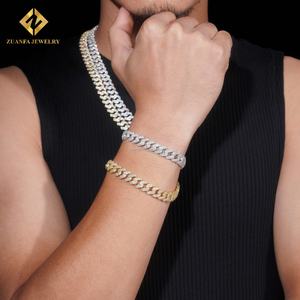 Cadena Cubana de Moissanita FL con Dos Hileras de Diamantes de Imitación de 8mm y 10mm, Joyería Hip Hop para Hombre, Certificados GRA, Pasa el Probador de Diamantes - Product Image 5