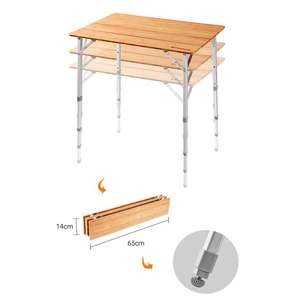 Tavolo pieghevole in bambù tavolo da Picnic in legno da campeggio con gambe regolabili per impieghi gravosi tavoli da campeggio in bambù - Product Image 2