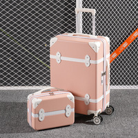 Valise Rétro OEM ODM 20 Pouces avec Roues Pivotantes, Serrure à Combinaison, en ABS et Polyester Anti-Rayures, Fermeture Éclair, pour Bagage Cabine et Valise 24 Pouces