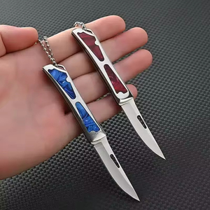 Outdoor <b>Camping</b> Self-Defense Portable Stainless Steel Folding Utility Knife Mini Parcel Opener & Fruit Knife with Keychain - Product Image 2