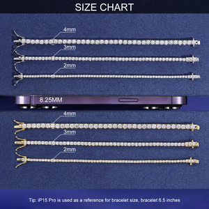 Envío Inmediato: Pulsera de Tenis de Moissanita de 2mm, 3mm, 4mm, 5mm, 6mm, Chapada en Oro de 18K, Hipoalergénica, Joyería Fina de Plata 925 <span class=keywords><strong>con</strong></span> Diamantes VVS - Product Image 5
