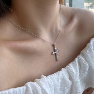 Dylam Souvenir Accessory Pave Cz <b>Silver</b> 925 Sterling <b>Silver</b> Cross Necklace Collarbone Collar <b>Choker</b> Necklace for Man and Women - Product Image 3