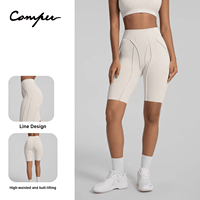Pantalon Capri sans couture taille haute avec effet push-up, short de yoga et cyclisme effet seconde peau pour femme, legging de sport amincissant le ventre