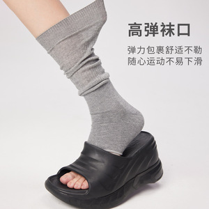 Women's Summer Thin Mesh <b>Breathable</b> Solid Color Leg Warmers Double Needle Cotton Footed <b>Socks</b> For Women - Product Image 5