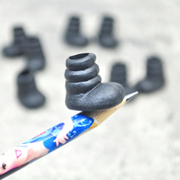 Chaussures de poupée décontractées en plastique noir 21x20mm pour poupées Ganglong Mini Clown, Père Noël, Bonhomme de neige - Décoration de Noël pour la maison