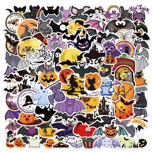 100Pcs Funny Bat Ghost Halloween Decorative Sticker For Festival Gifts Bottles Home Wall Notebook Promotion Stickers
