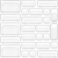 Boîte de rangement en plastique JX, 25 pièces, transparente, pour cuisine, bureau, cosmétiques, articles divers, organisation par séparation