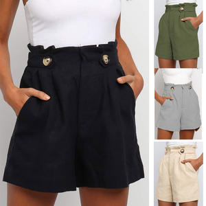 2024 Women's Casual High-Waisted <strong>Frilly</strong> Straight Leg <strong>Shorts</strong> New Solid Color Fashion <strong>Short</strong> Breathable Plus Size Women - Product Image 2