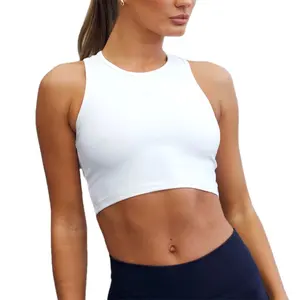 Wholesale Women Active Wear Breathable Women Workout Crop Tank Top Nylon Spandex Custom Vest Top