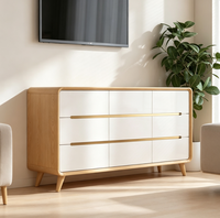 Commode de chambre moderne en bois de pin à tiroirs multiples, design durable, rangement modulaire pour usage commercial et résidentiel