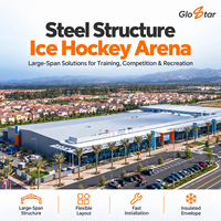 Arène de hockey sur glace en structure acier à grande portée GloStar, bâtiment préfabriqué pour patinoire, pour l'entraînement des clubs, système de toiture et de parois isolées