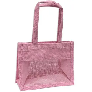 تستخدم الترتر الوردي Doorgift المشتري في أوروبا كينيا تايلاند نيجيريا باكستان المنسوجة رد الهدية حقيبة من الخيش مع إدراج