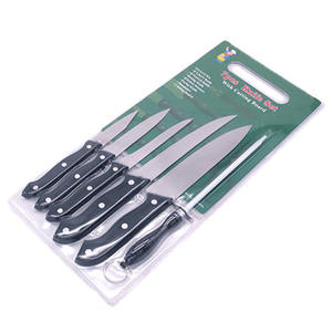 Regalo <span class=keywords><strong>de</strong></span> promoción, venta al por mayor, barato, 7 Uds., mango <span class=keywords><strong>de</strong></span> plástico, herramientas <span class=keywords><strong>de</strong></span> cocina <span class=keywords><strong>de</strong></span> acero inoxidable, juego <span class=keywords><strong>de</strong></span> cuchillos con tabla <span class=keywords><strong>de</strong></span> cortar - Product Image 2