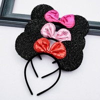 Ziming Nouveau Personnalisé Mignon Enfants Grande Taille Souris Oreilles Bandeau Paillettes Arc Filles Fête Bandeau