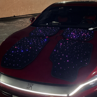 Magnifiques tapis de sol en fibre optique Starlight, éclairage LED scintillant, commande à distance par application, 4 pièces, tapis de sol universel pour voiture, ciel étoilé