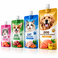 Sachets personnalisés imprimés pour aliments humides pour chiens et chats, avec bec verseur, à coller, résistants à l'humidité, avec bouchon à vis, sans BPA, en plastique, OEM