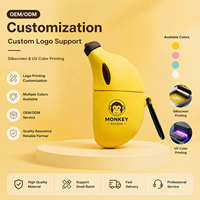 Étui pour écouteurs sans fil en PVC écologique, étanche, en forme de banane, avec logo personnalisé, design artistique moderne, protection fruitée