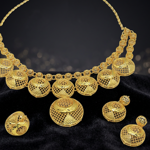 Wholesale Brass 14K18K24K Dye Gold Plated Forming Necklaces Set Fashion Necklaces Traditional Floral Design Jewelry Oro Joyeria - Product Image 3
