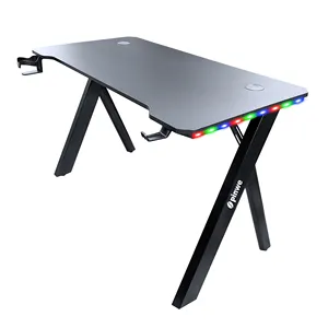 Y Shaped Computer Racing Mesa Gamer Table Gaming Desk With LED Lights