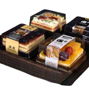 Caja de Plástico para Empacar Postres, Pasteles, Mousse, Caja Transparente para Empacar Pasteles, Base Cuadrada Dorada, Mini Caja para Pasteles con Tapa Transparente - Product Image 4