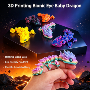 Figurine de dragon en plastique PLA imprimée en 3D avec yeux simulés et articulations mobiles, décoration de bureau, jouet anti-stress pour l'anxiété, le TDAH, la maison et le bureau - Product Image 1