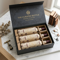 Boîte rigide magnétique de luxe avec insert personnalisé, esthétique, estampage à chaud en or, emballage pour bouteille de vin