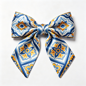 Nœud en satin bleu vintage à motif floral, prêt à l'emploi, pour décoration de mariage côtier, boîte cadeau style chinois, ornement floral extérieur - Product Image 1