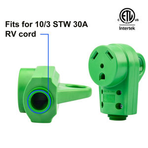 NEMA TT-30R 125V 30A RV Cordon d'alimentation femelle de remplacement Fiche de remplacement ETL Listed Green RV Cord End Replacement - Product Image 6