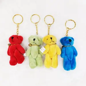 Hot Jual Warna Cerah 7CM Kecil Mewah Bersama Teddy Bear Gantungan Kunci Mini Teddy Bear dengan Bel Kecil Buket Mewah mainan