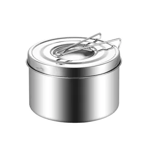 Eco-friendly Stainless Steel Round Food Pot Container Bento Lunch Box With Divided For Kids Sealed preservation Custom logo